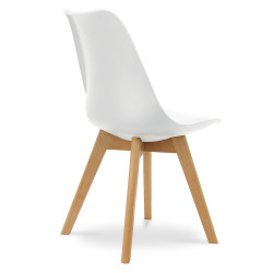 Chaise visiteur scandinave blanche – Pieds bois et assise simili