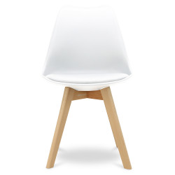 Chaise visiteur scandinave blanche – Pieds bois et assise simili