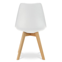 Chaise visiteur scandinave blanche - Pieds bois et assise simili