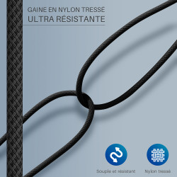 Cordon Nylon USB Type C Mâle-Mâle 60W 1.00m Noir S