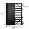 Lot de 4 Trieurs A4 12 compartiments noir fermeture élastiques
