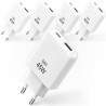 Lot de 5 Chargeurs Rapides 45W GaN USB-C + USB-A Blanc