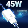 Lot de 5 Chargeurs Rapides 45W GaN USB-C + USB-A Blanc