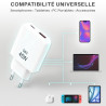 Lot de 5 Chargeurs Rapides 45W GaN USB-C + USB-A Blanc