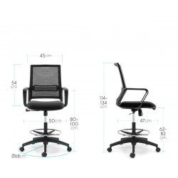 Chaise Haute de bureau ergonomique et confortable - Assise matelassée