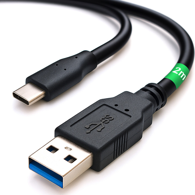 Câble USB-C 3.1 vers USB-A 3.0 Superspeed 5Gbps 2m noir