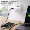 Pack Chargeur 45W GaN + Câble USB-C vers USB-C 2m Nylon - Blanc