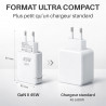 Pack Chargeur 45W GaN + Câble USB-C vers USB-C 1m Nylon - Blanc