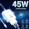 Pack Chargeur 45W GaN + Câble USB-C vers USB-C 1m Nylon - Blanc