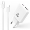 Pack Chargeur 45W GaN + Câble USB-C vers USB-C 1m Nylon – Blanc