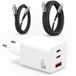 Kit chargeur 65W GaN + câbles USB-C 100W 1m 2m