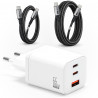 Kit chargeur 65W GaN + câbles USB-C 100W 1m 2m