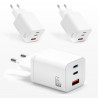 Lot de 3 chargeurs 65W GaN 3 ports USB-C USB-A blancs