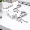 Kit chargeur USB-C 25W + 2 câbles USB-C 60W 1m blanc