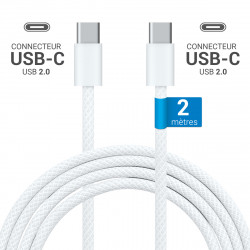 Kit chargeur USB-C 25W + câble USB-C 60W 2m blanc