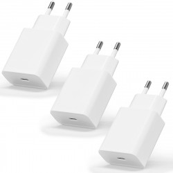 Lot de 3 chargeurs rapide 25W USB-C - Blanc