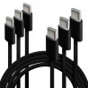 Lot de 3 Câbles USB-C vers USB-C 60W Nylon Tressé Noir 1m