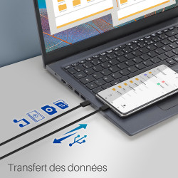 Lot 3 Câbles USB-C vers USB-C 60W Nylon tressé, 1m Noir