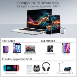 Lot 3 Câbles USB-C vers USB-C 60W Nylon tressé, 1m Noir