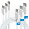 Lot 3 câbles USB-C 60W nylon tressé blanc 1m et 2m