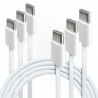 Lot de 3 Câbles USB-C vers USB-C 60W Nylon Tressé Blanc 1m