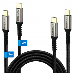 Lot 2 câbles USB-C 3.2 charge rapide 100W nylon tressé...