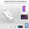 Pack Chargeur 45W GaN + Câble USB-C vers USB-C 2m Nylon - Blanc