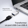 Adaptateur USB C vers USB A femelle 3.0 5Gbps aluminium