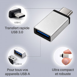 Adaptateur USB 3.1 Type C mâle / USB 3.0 femelle
