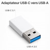 Adaptateur USB C vers USB A 3.0 5Gbps monobloc compact