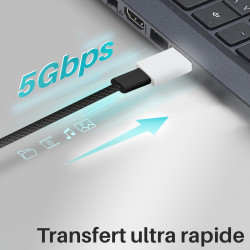 Adaptateur USB C vers USB A 3.0 5Gbps monobloc compact