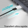 Adaptateur USB C vers USB A 3.0 5Gbps monobloc compact
