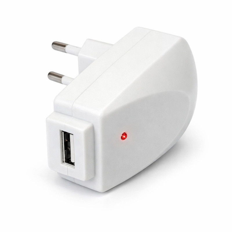 Chargeur USB 1A compact prise coudée avec voyant lumineux