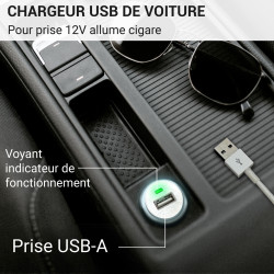 Mini chargeur USB de Voiture prise Allume cigare Blanc
