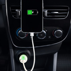 Mini chargeur USB de Voiture prise Allume cigare Blanc