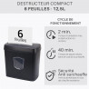 Destructeur de Documents Coupe Croisée 6 Feuilles Bac 12,5L