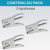Lot de 3 pinces agrafeuses métal compactes 25 feuilles 24/6 26/6