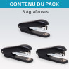 Lot de 3 agrafeuses manuelles numéro 10 noires avec ôte-agrafe