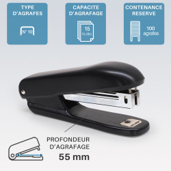 Lot de 3 agrafeuses manuelles numéro 10 noires avec ôte-agrafe