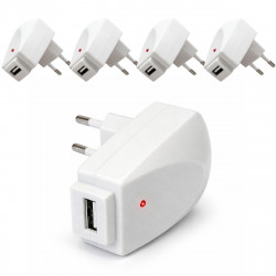 Lot de 5 Chargeurs USB 1A compact prise coudée voyant lumineux pas cher