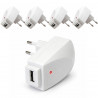 Lot de 5 Chargeurs USB 1A compact prise coudée voyant lumineux pas cher