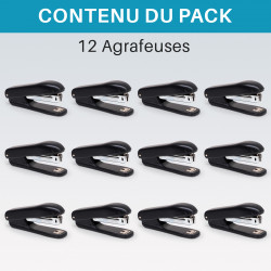 Lot de 12 agrafeuses manuelles numéro 10 noires avec ôte-agrafe