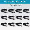 Lot de 12 agrafeuses manuelles numéro 10 noires avec ôte-agrafe