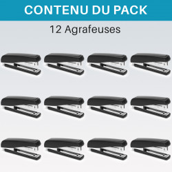 Lot de 12 agrafeuses de bureau format 24/6 26/6 - 30 Feuilles - Noir
