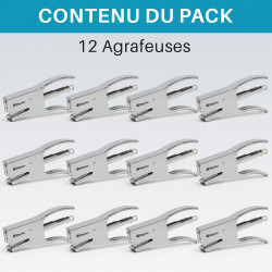 Lot de 12 pinces agrafeuses métal compactes 25 feuilles 24/6 26/6