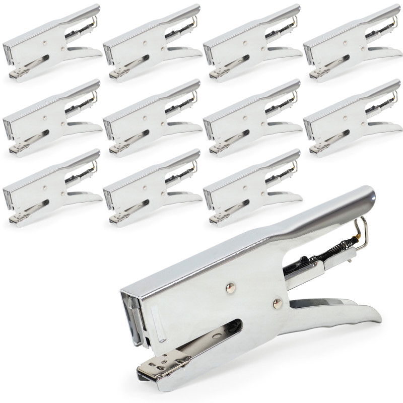 Lot de 12 pinces agrafeuses métal compactes 25 feuilles 24/6 26/6