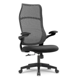 Fauteuil de bureau ergonomique tissu noir, dossier haut...
