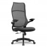 Fauteuil de bureau ergonomique tissu respirant noir, dossier haut