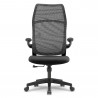 Fauteuil de bureau ergonomique tissu noir, dossier haut respirant