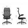 Fauteuil de bureau ergonomique tissu noir, dossier haut respirant